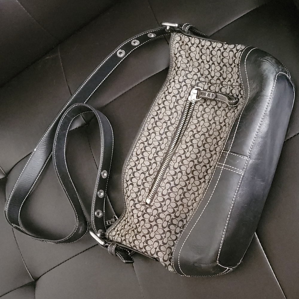 Black grey coach purse